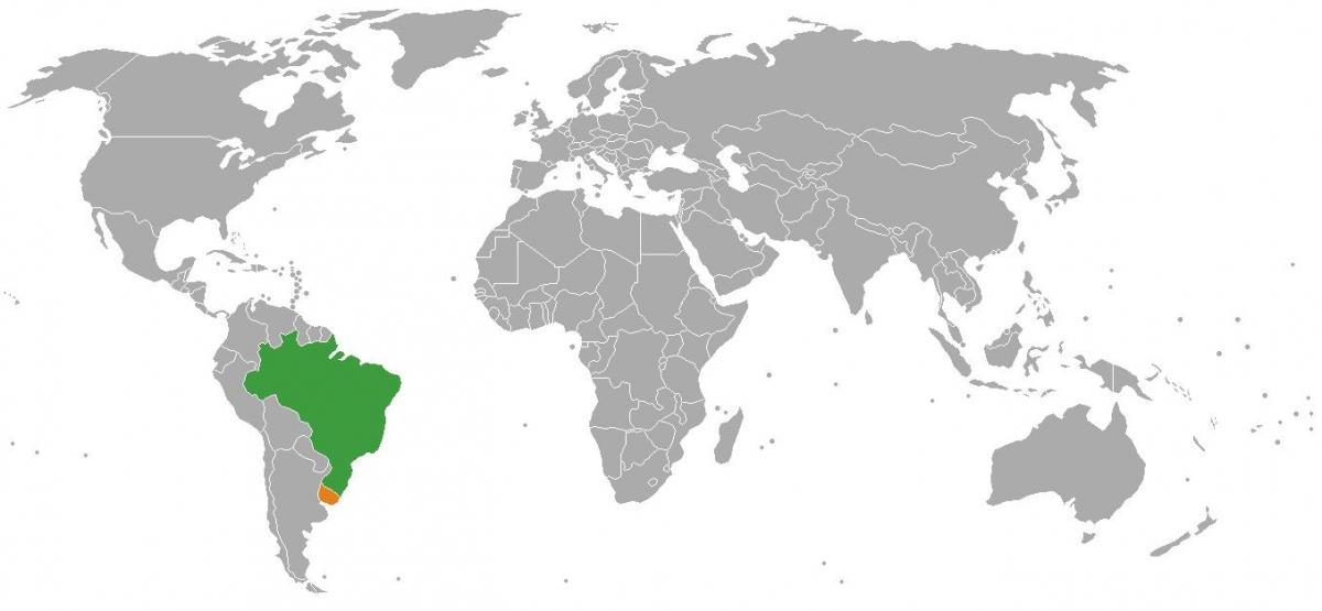Uruguay locatie op de kaart van de wereld