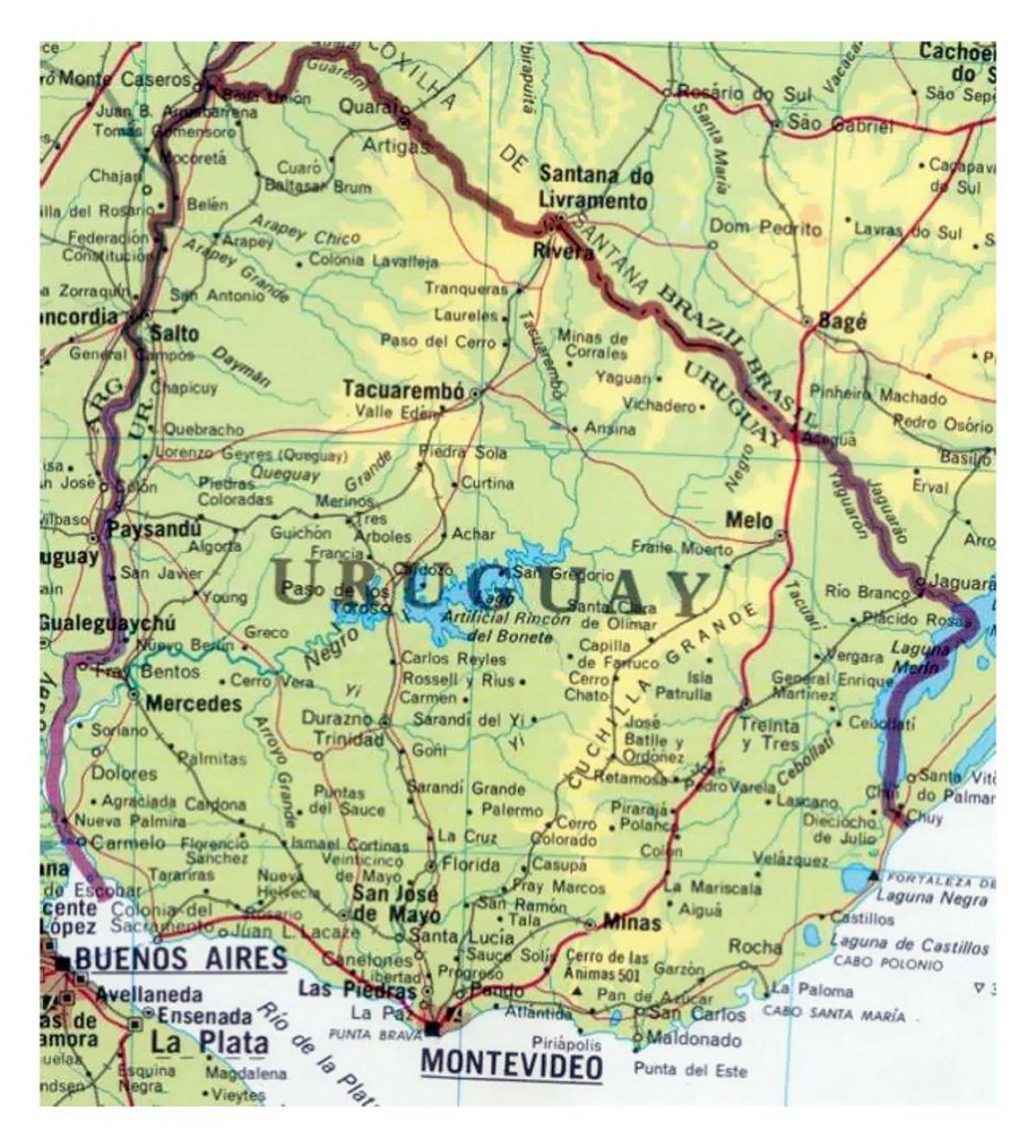 kaart van Uruguay